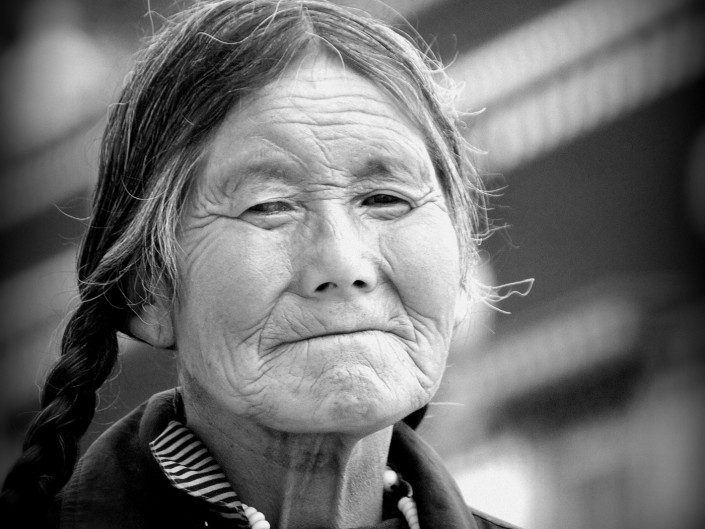 Teethless Tibetan woman